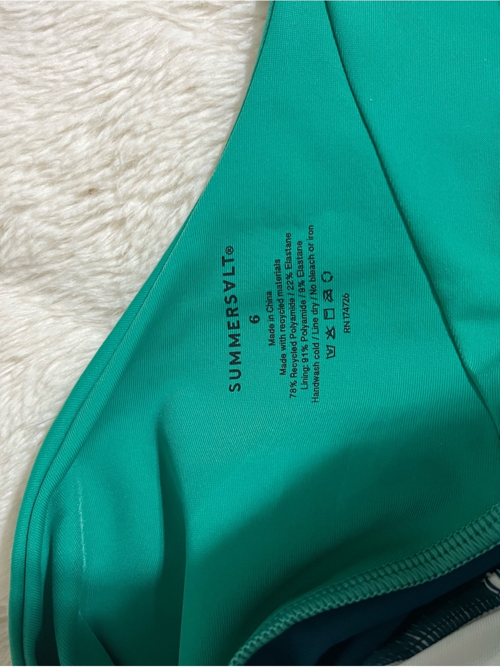 SummersaltColorblock One-Shoulder Swimsuit in White, Teal & Navy - Picture 3 of 4